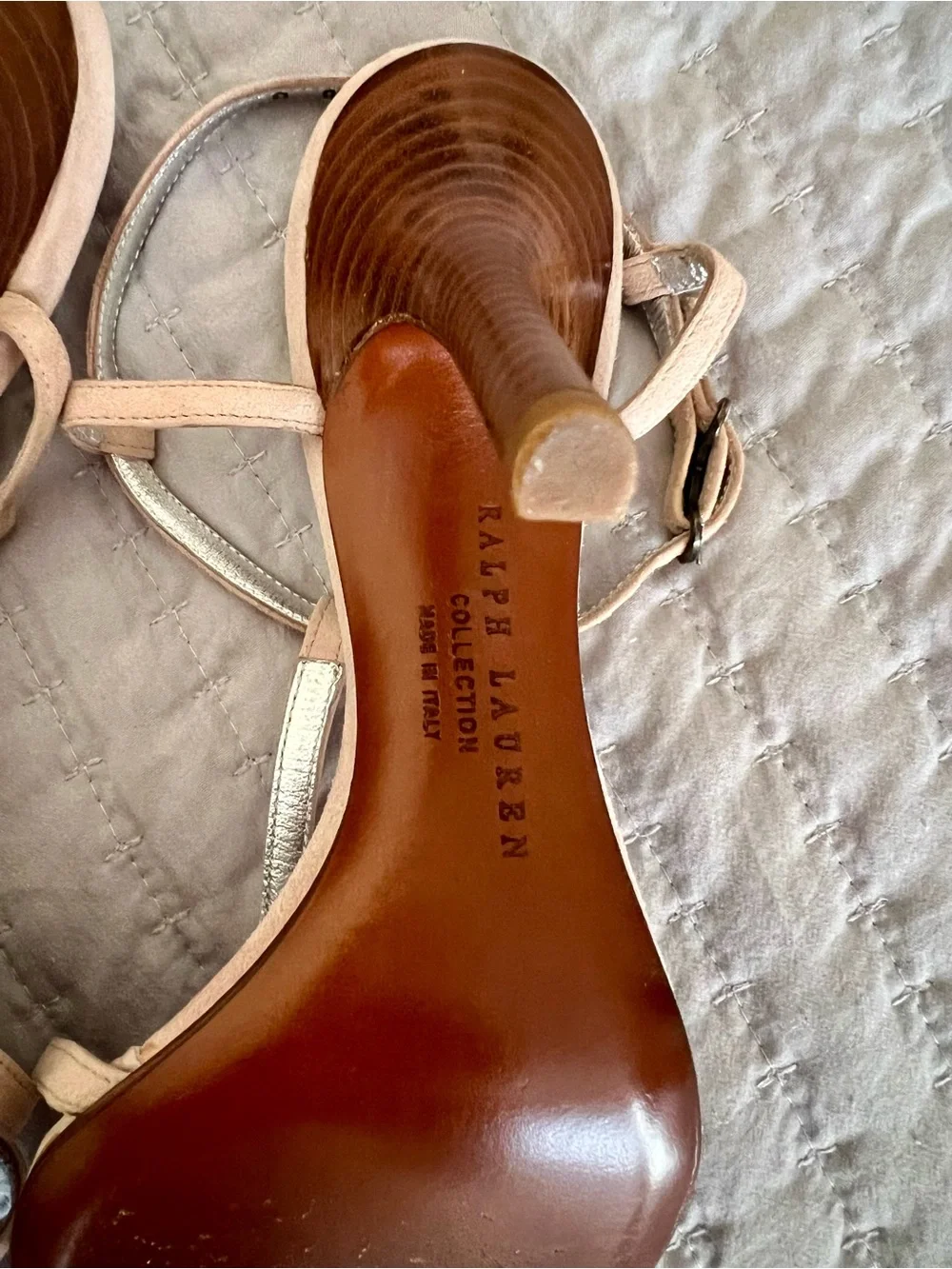Ralph Lauren Blush Tan Suede Strappy Heels